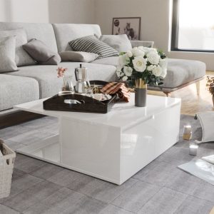 Coffee Table 80x80x31 cm Engineered Wood – High Gloss White