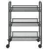 3-Tier Kitchen Trolley Iron – 46x26x64 cm, Black