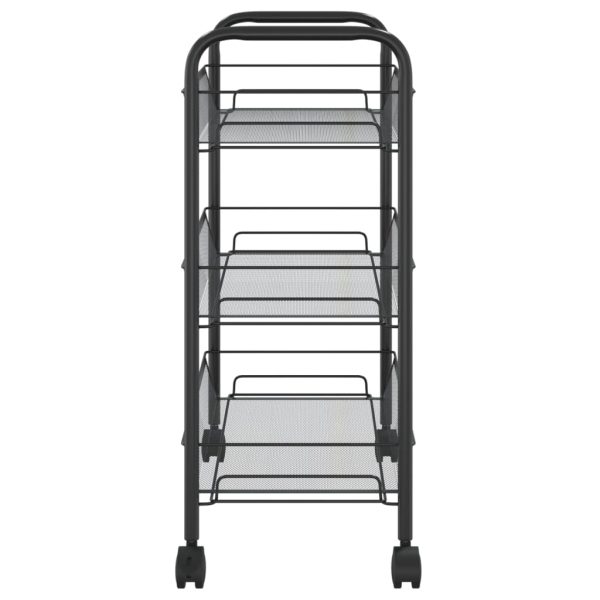 3-Tier Kitchen Trolley Iron – 46x26x64 cm, Black