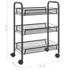 3-Tier Kitchen Trolley Iron – 46x26x64 cm, Black