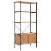 5-Tier Shelving Unit with Cabinet 80x40x163 cm Steel and Engineered Wood – Light Brown