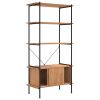 5-Tier Shelving Unit with Cabinet 80x40x163 cm Steel and Engineered Wood – Light Brown