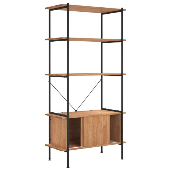 5-Tier Shelving Unit with Cabinet 80x40x163 cm Steel and Engineered Wood – Light Brown