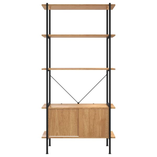 5-Tier Shelving Unit with Cabinet 80x40x163 cm Steel and Engineered Wood – Light Brown