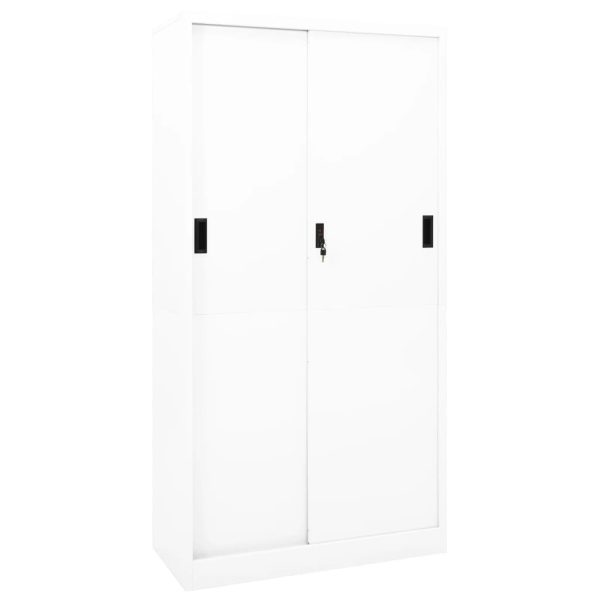 Office Cabinet with Sliding Door 90x40x180 cm Steel – White