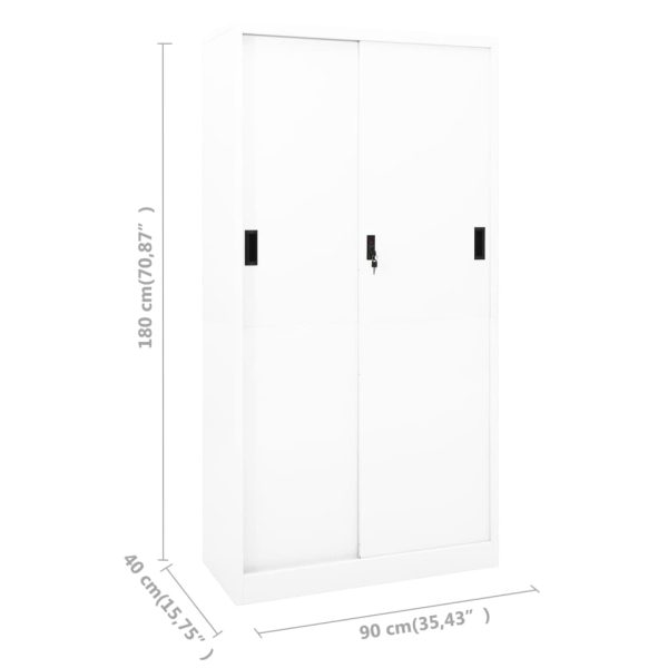 Office Cabinet with Sliding Door 90x40x180 cm Steel – White