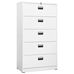 Filing Cabinet Steel – 90x46x164 cm, White