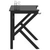 Gaming Desk with K Shape Legs Black 90x60x75 cm