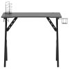 Gaming Desk with Y Shape Legs Black 90x60x75 cm