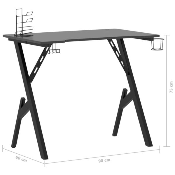 Gaming Desk with Y Shape Legs Black 90x60x75 cm