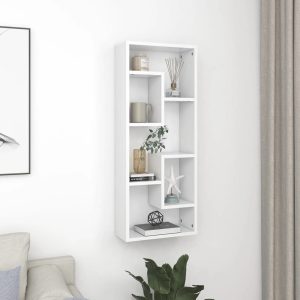 Wall Shelf 36x16x90 cm Engineered Wood – White