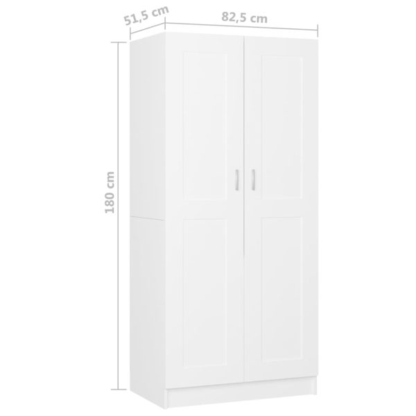 Wardrobe 82.5×51.5×180 cm Engineered Wood – White