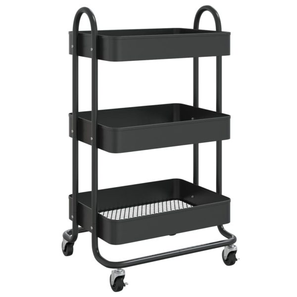 3-Tier Trolley 43x34x79 cm Steel – Black