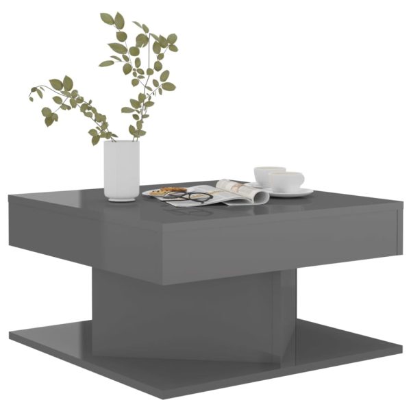 Coffee Table 57x57x30 cm Engineered Wood – High Gloss Grey