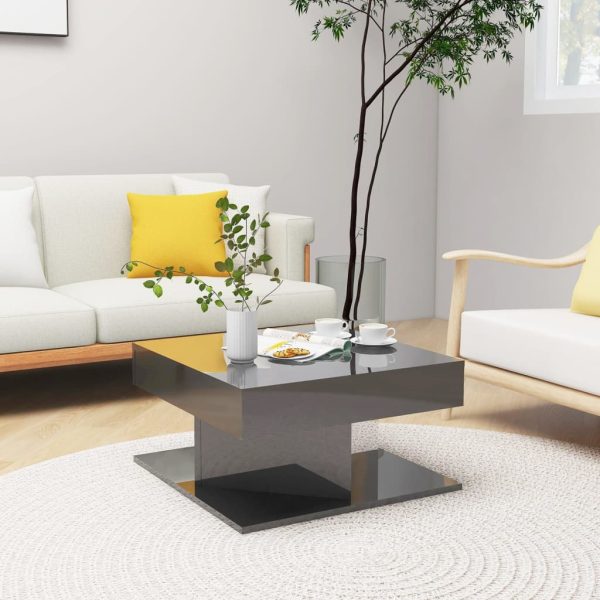 Coffee Table 57x57x30 cm Engineered Wood – High Gloss Grey