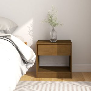 Wantage Bedside Cabinet 40x31x40 cm Solid Pinewood – Honey Brown, 1