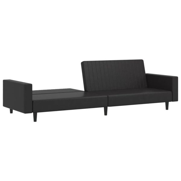 2-Seater Sofa Bed Faux Leather – Black