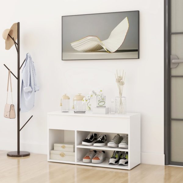 Shoe Bench 80x30x45 cm Engineered Wood – White