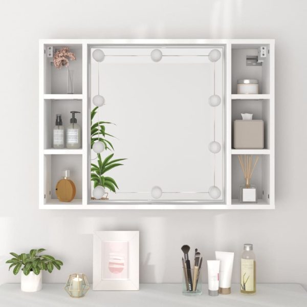 Mirror Cabinet with LED 76x15x55 cm – White