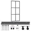 Sliding Door with Hardware Set ESG Glass&Aluminium – 90×205 cm (183 cm Sliding Rail), 3×2 Grids