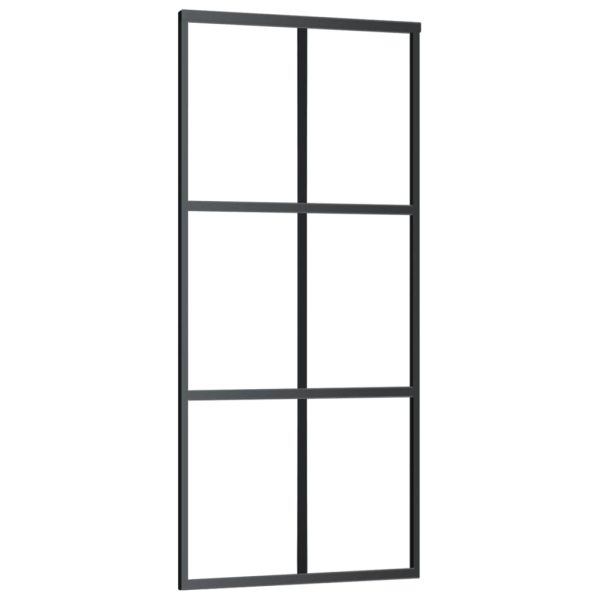 Sliding Door with Hardware Set ESG Glass&Aluminium – 90×205 cm (183 cm Sliding Rail), 3×2 Grids