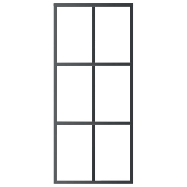 Sliding Door with Hardware Set ESG Glass&Aluminium – 90×205 cm (183 cm Sliding Rail), 3×2 Grids