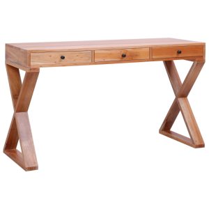 Computer Desk Natural Solid Mahogany Wood – 115x47x77 cm