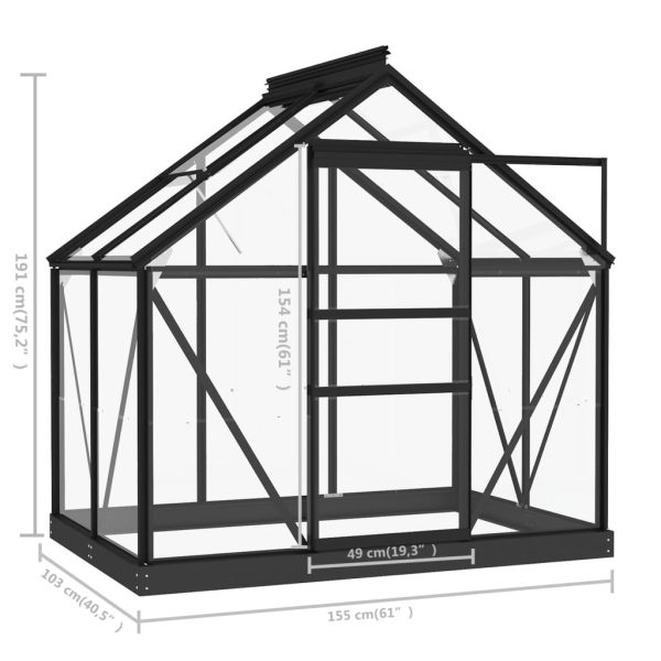 Glass Greenhouse Anthracite Aluminium – 155x103x191 cm