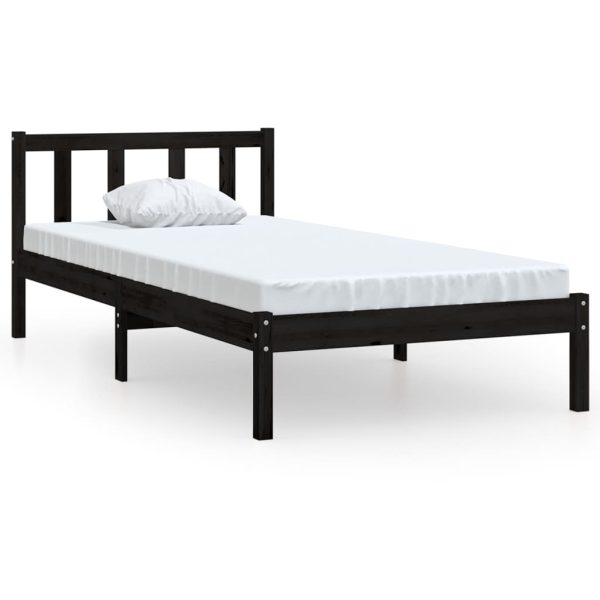 Eltham Bed Frame Black Solid Wood Pine 100×200 cm