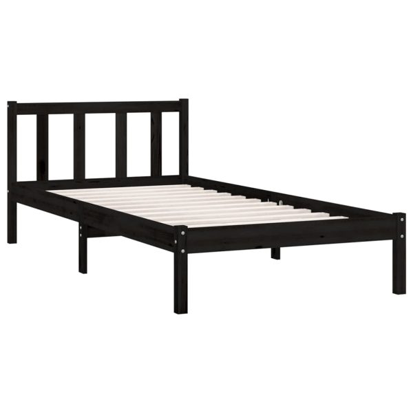 Eltham Bed Frame Black Solid Wood Pine 100×200 cm