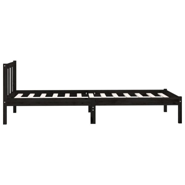 Eltham Bed Frame Black Solid Wood Pine 100×200 cm