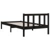 Eltham Bed Frame Black Solid Wood Pine 100×200 cm