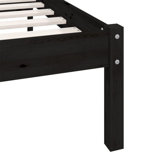 Eltham Bed Frame Black Solid Wood Pine 100×200 cm