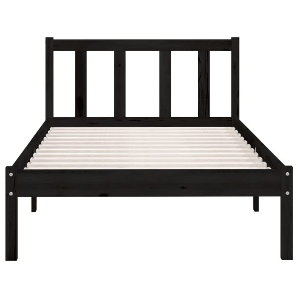 Eltham Bed Frame Black Solid Wood Pine 100×200 cm