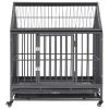 Dog Cage with Wheels and Roof Steel 92x62x106 cm