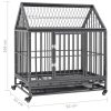 Dog Cage with Wheels and Roof Steel 92x62x106 cm