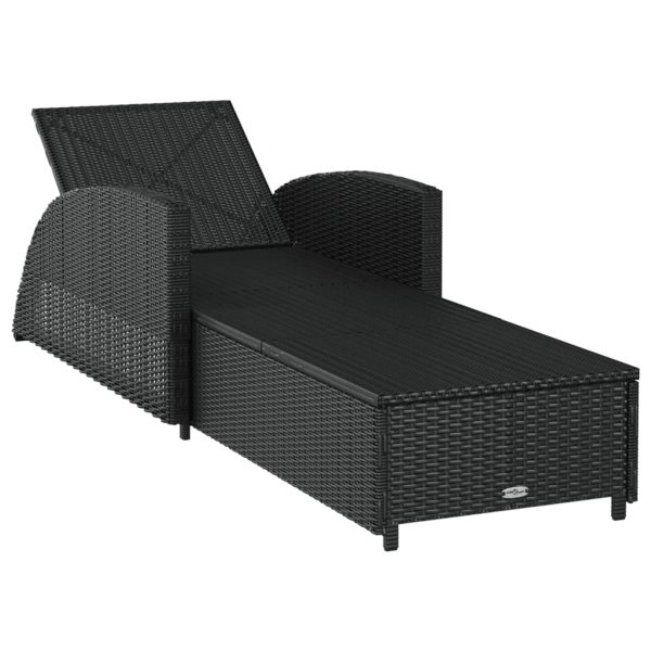 Sun Lounger with Cushion Poly Rattan – Black