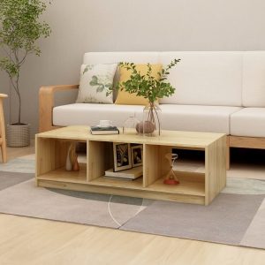 Coffee Table 110x50x34 cm Solid Pinewood – Brown