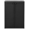 Garden Storage Cabinet PP Rattan – Black, 2 Shelves