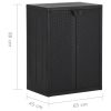 Garden Storage Cabinet PP Rattan – Black, 2 Shelves