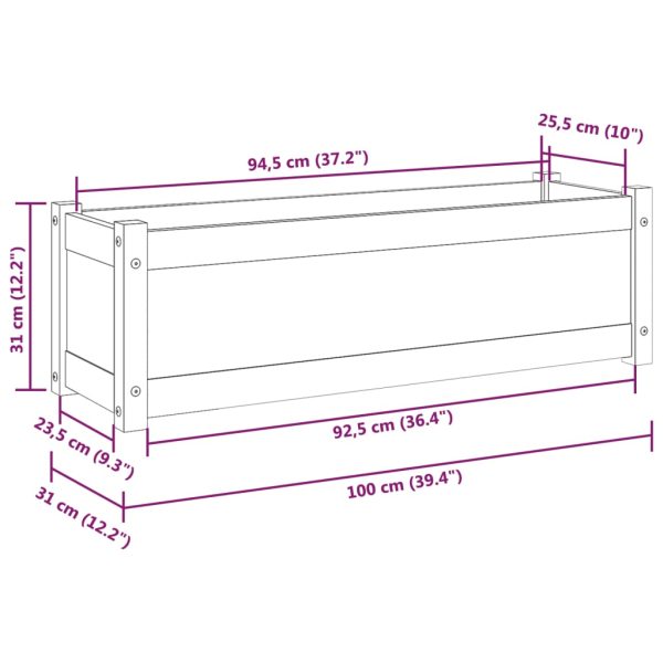 Garden Planter 100x31x31 cm Solid Pinewood – Brown, 1