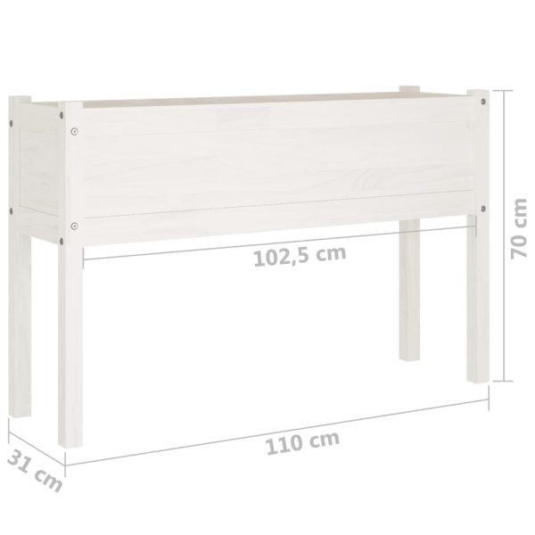 Garden Planter 110x31x70 cm Solid Pinewood – White, 1