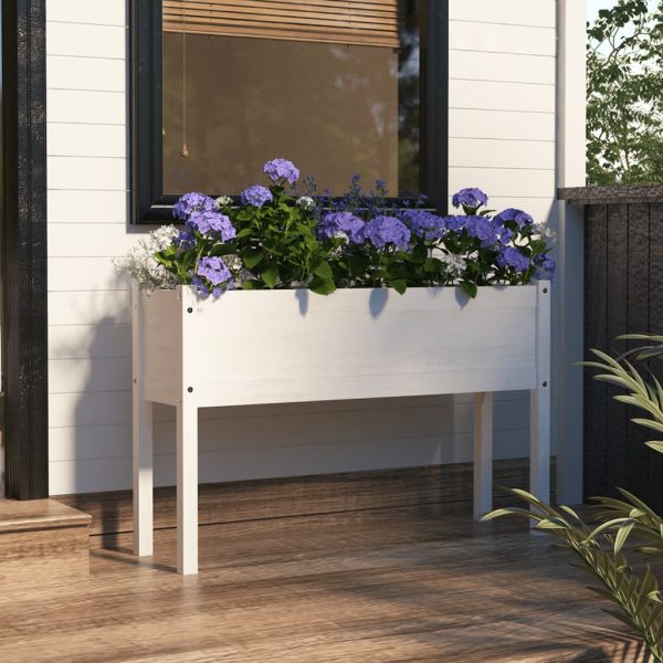 Garden Planter 110x31x70 cm Solid Pinewood – White, 1