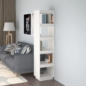 Book Cabinet Solid Pinewood – 40x35x167 cm, White