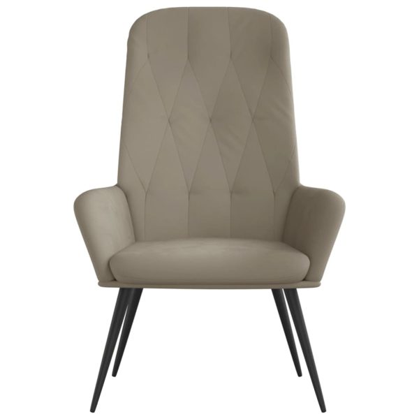 Relaxing Chair Light Grey Velvet – Without Footstool