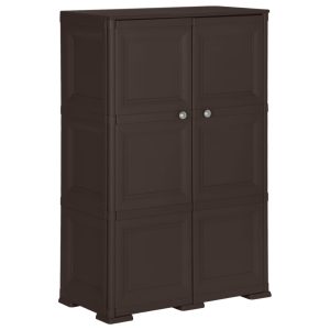 Plastic Cabinet Wood Design – 79x43x125 cm, Brown