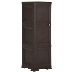 Plastic Cabinet Wood Design – 40x43x125 cm, Brown