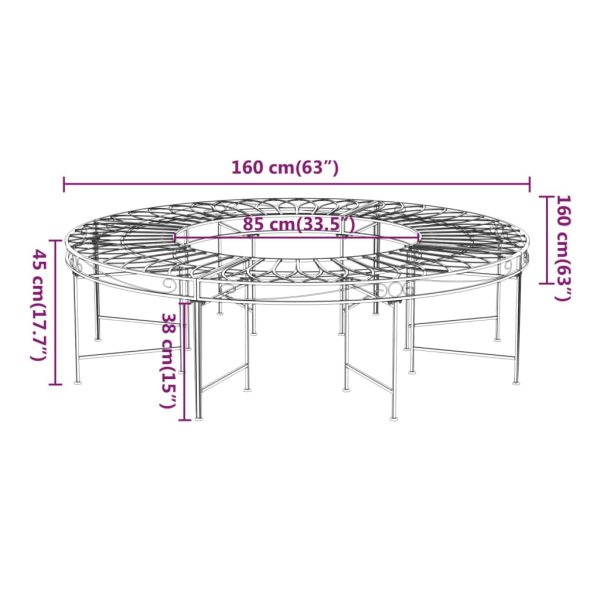 Round Tree Bench Ø160 cm Black Steel