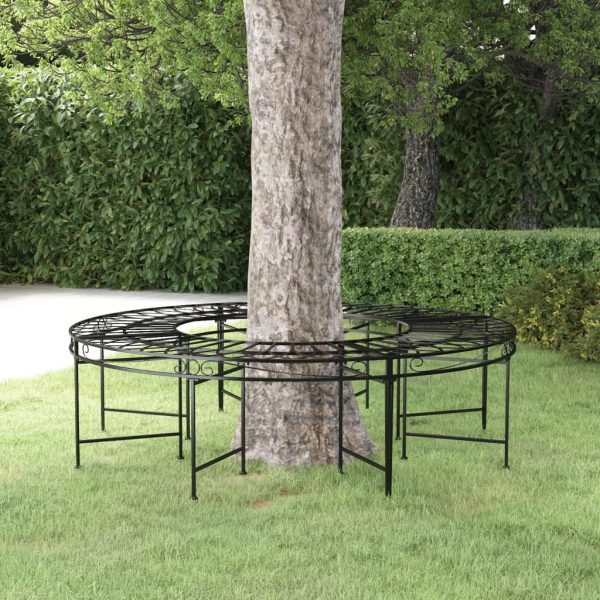 Round Tree Bench Ø160 cm Black Steel