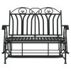 2-Seater Glider Bench 114 cm Black Steel